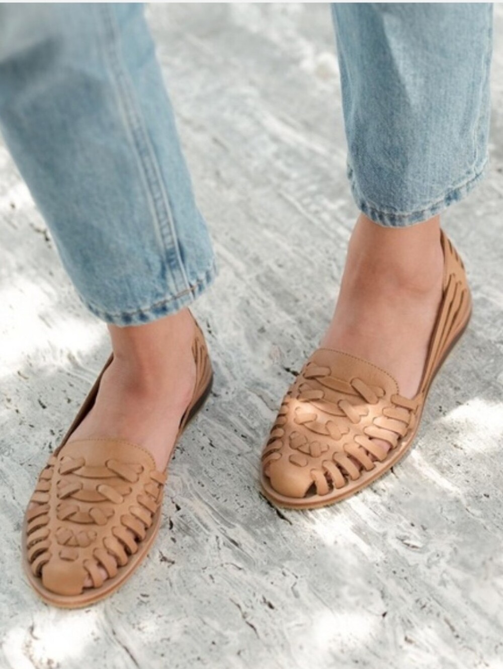 Nisolo Women's Huarache Sandal 9.5 Tan Brown Leather Slip On Casual